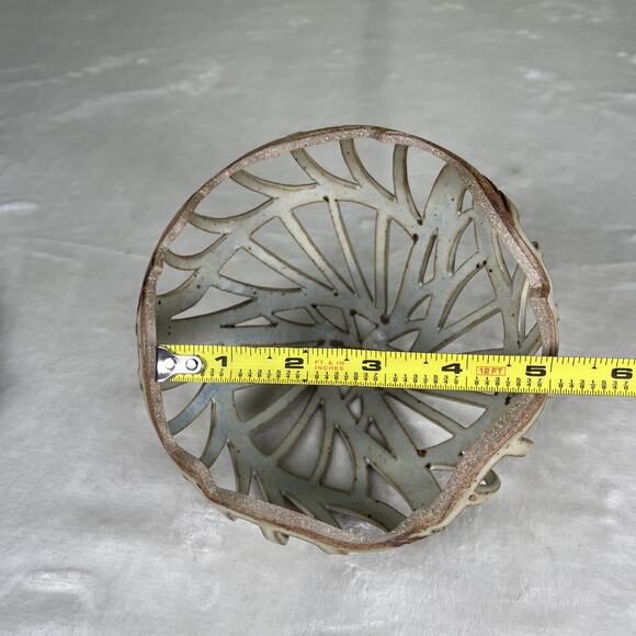 Kris Pixton 6” Studio Art Pottery Luminary Abstract Carved NY Votive Charity - Picture 12 of 13